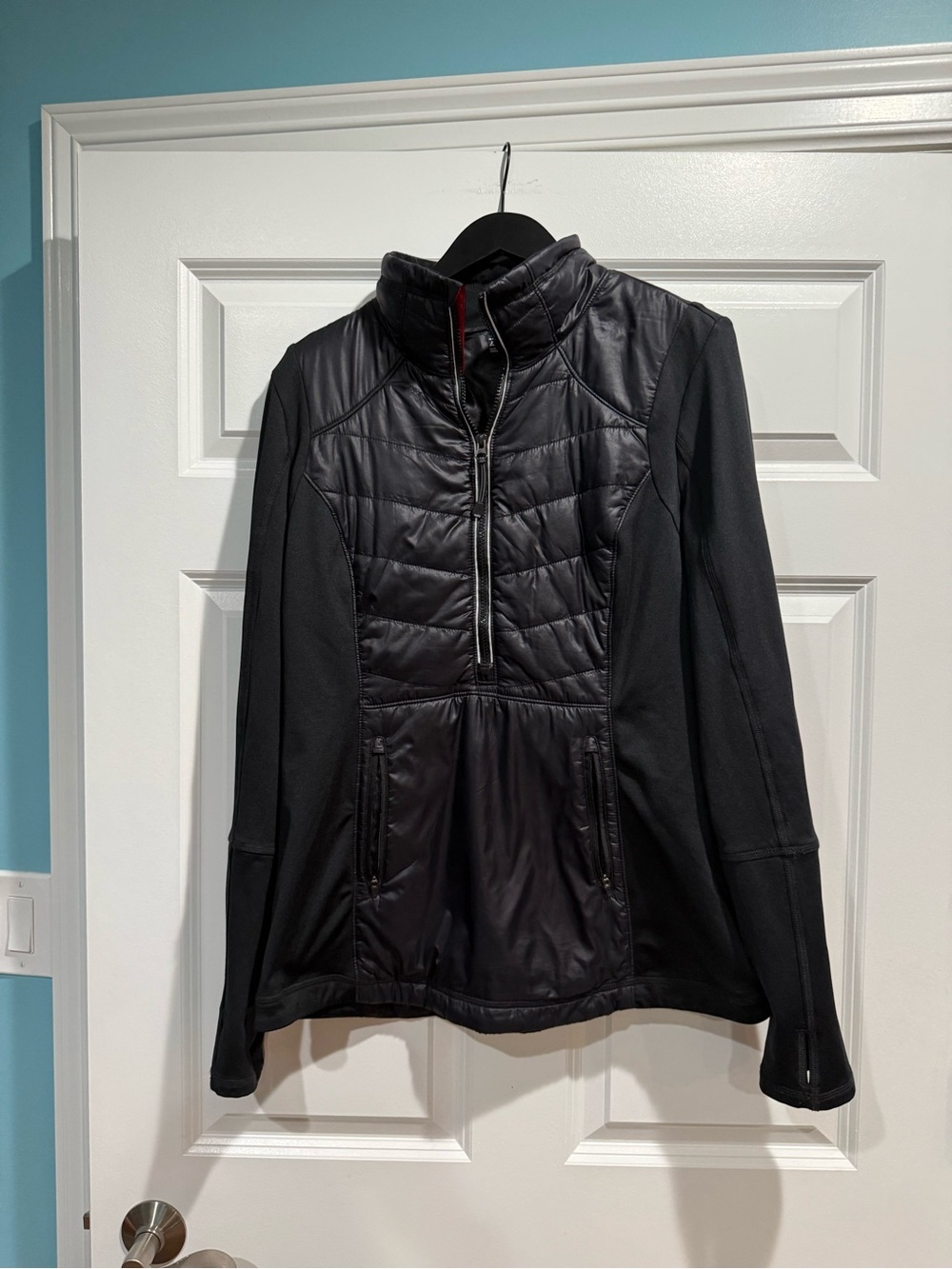 Women's Zella 1/2 Zip Front Pullover Jacket with Front Pouch Black Size XL